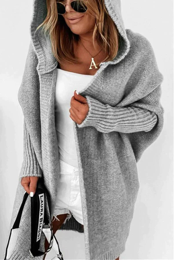 Fall for Nyc Solid Hooded Casual Cardigan