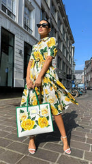2024ss sexy lapel casual print dress