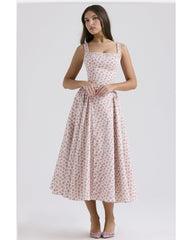2024ss Sexy halter print party dress