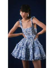 2024ss sexy halter print patchwork dress
