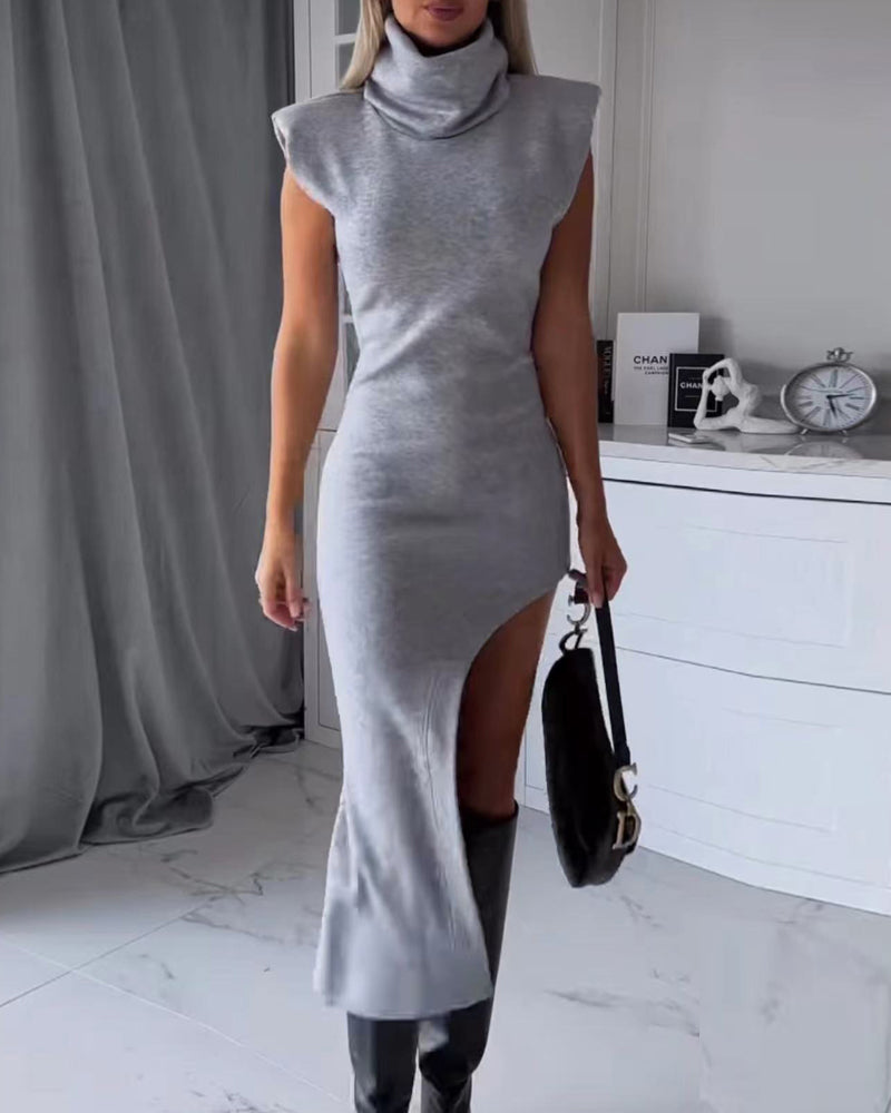 Sleeveless slit irregular dress