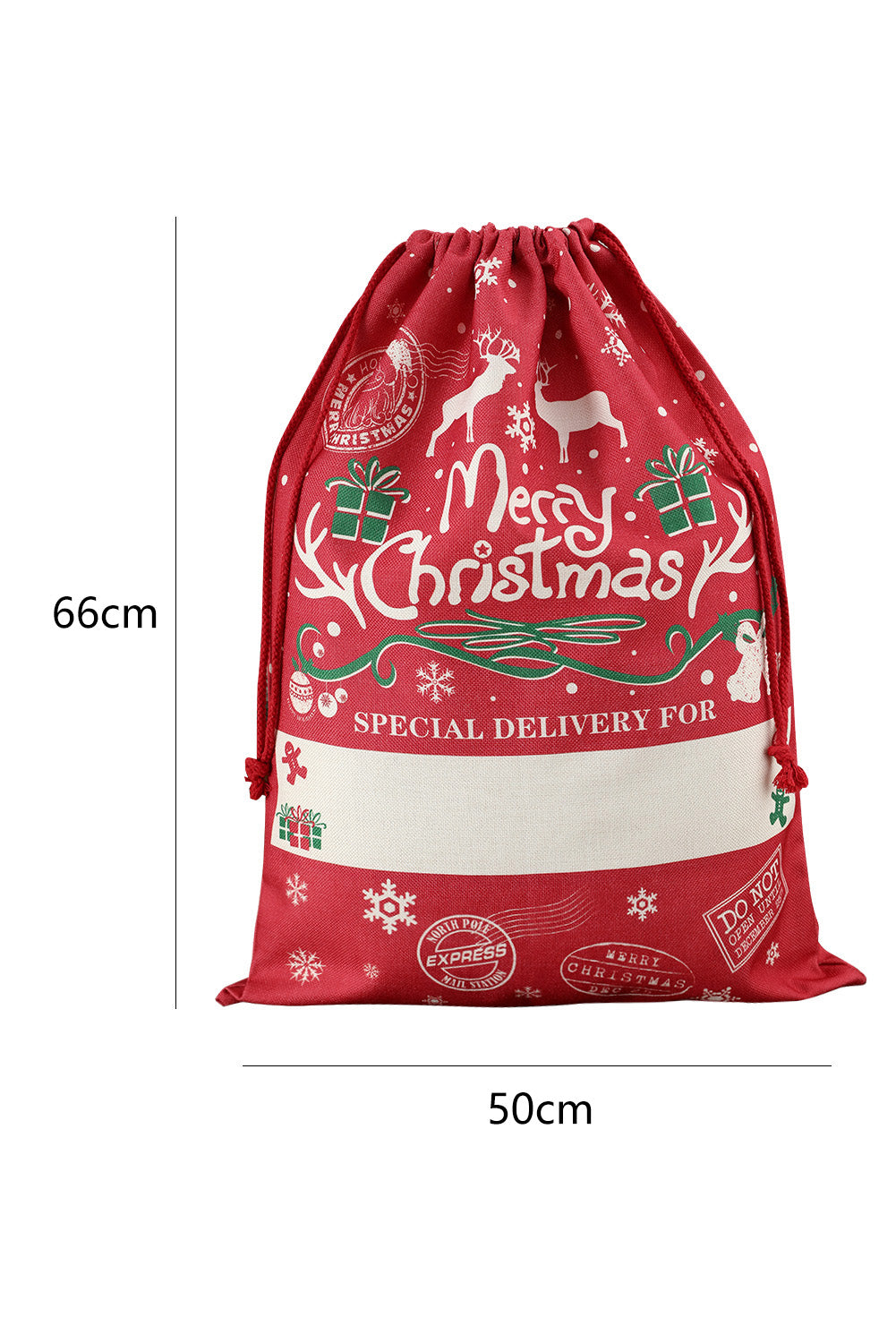 Red Merry Christmas Drawstring Gift Bag