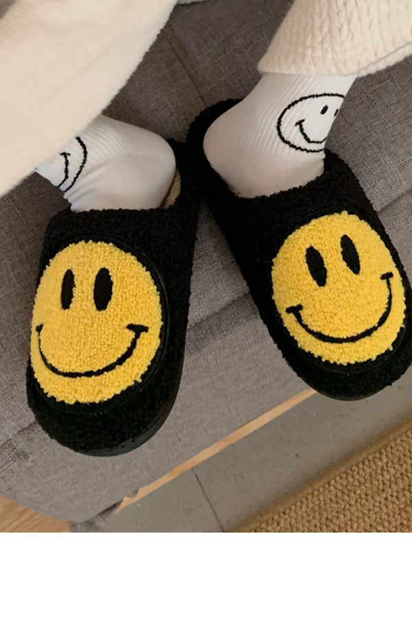 Smiley plush slippers