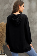Langärmliger Hoodie mit Waffelstrick