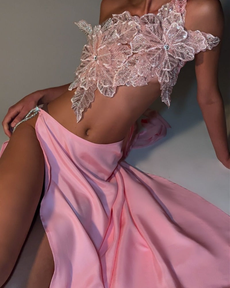 2024ss sexy plant flower wrap dress