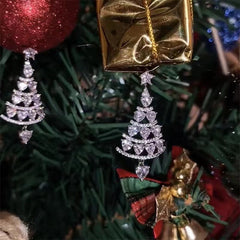Christmas tree long tassel earrings autumn winter niche earrings