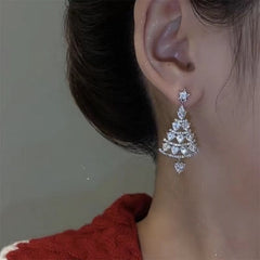 Christmas tree long tassel earrings autumn winter niche earrings
