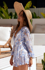 Violet Floral Surplice Romper
