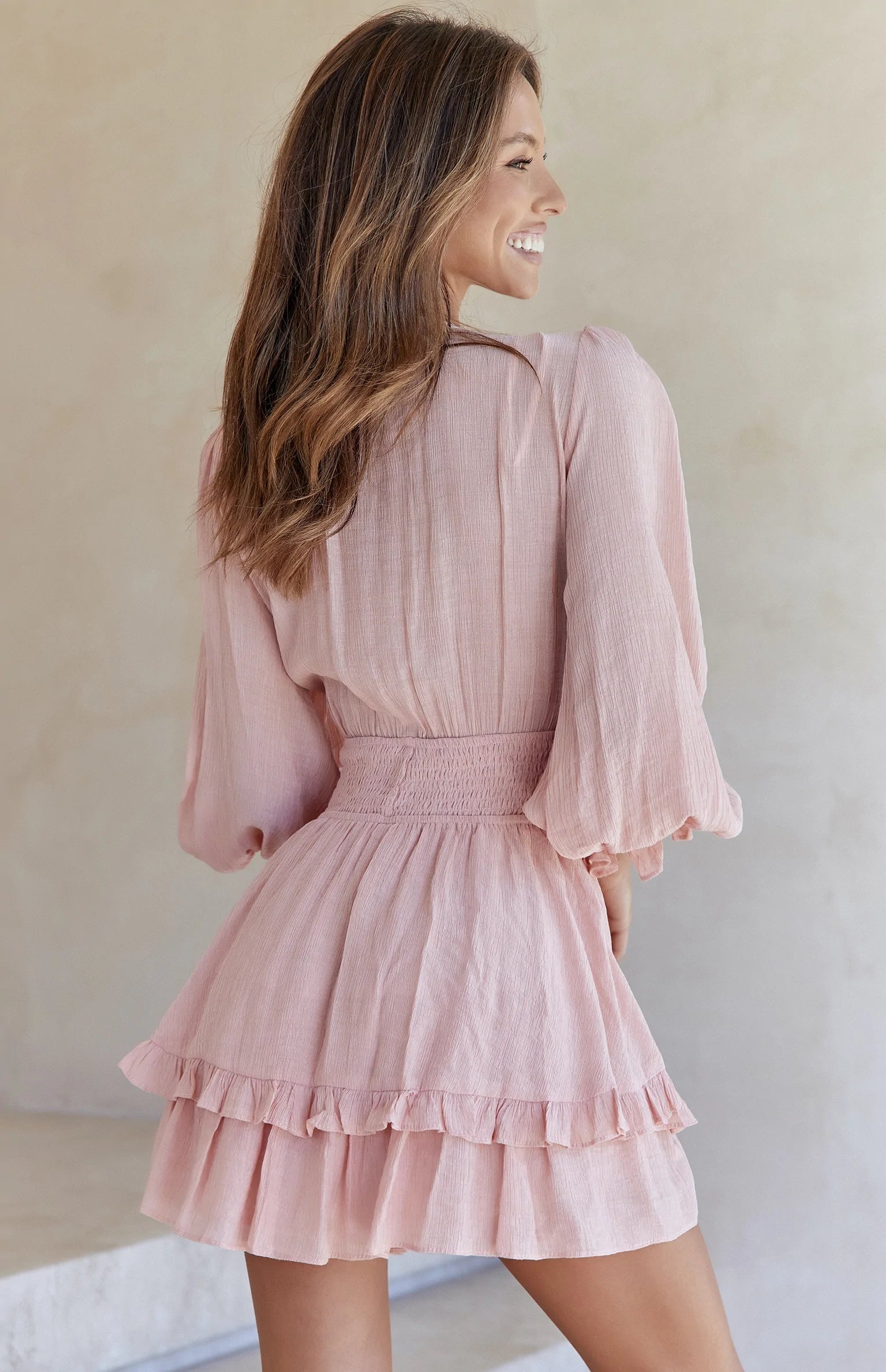 Blush Front Bowtie Mini Dress