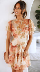 Orange Floral Mini Dress