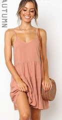 Pink Pleated Linen Slip Dress