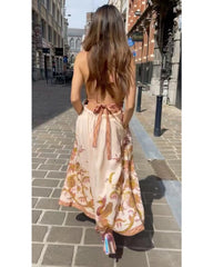 2024ss sexy halter print halter dress