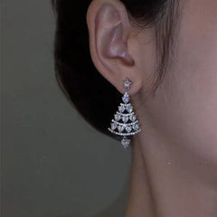 Christmas tree long tassel earrings autumn winter niche earrings