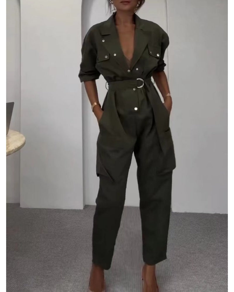 Autumn casual lapel deep V professional suit woman