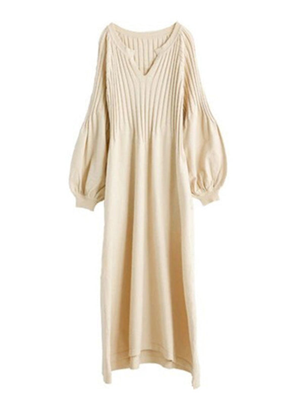 Casual Long Sleeves Solid Modern Color High-Neck Mini Dresses