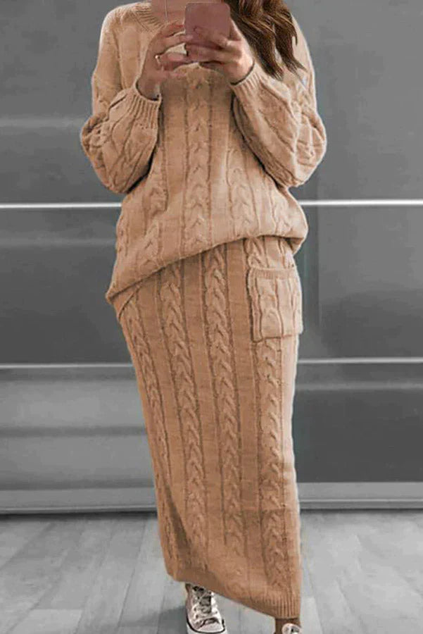 Mylah Pocket Knit Sweater Dress Two-piece Suit