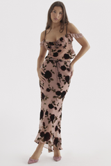 2024ss sexy halter plant print dress