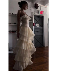 2024ss sexy strapless peplum dress