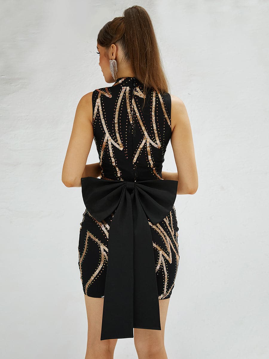 Women's High Neck Cutout Sequin Mini Homecoming Dress JMY1026