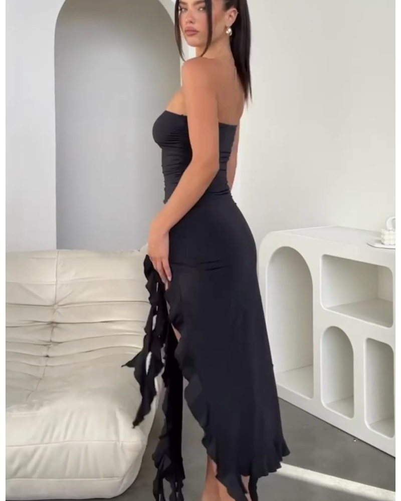 black backless sexy midi dress