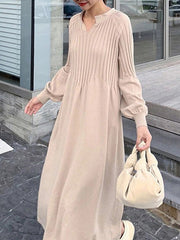 Casual Long Sleeves Solid Modern Color High-Neck Mini Dresses