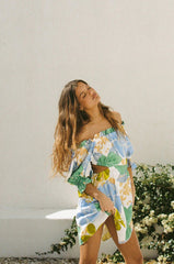 Green Floral Back-Tie Mini Dress
