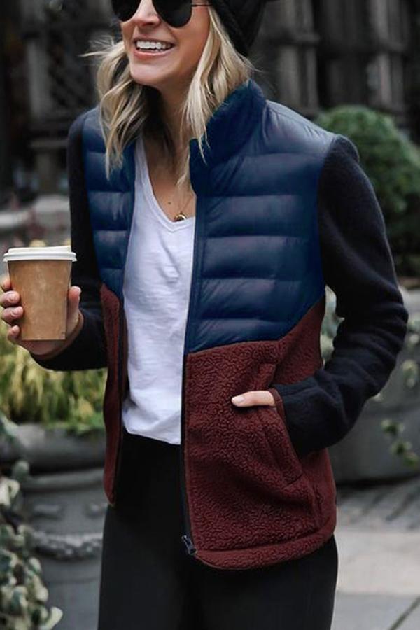 In Fashion Patchwork Contrast Down Jacket