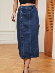 Midi-Jeansrock mit Knopfleiste