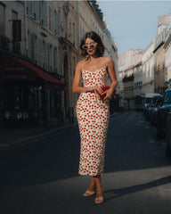 2024ss Sexy halter print going out dress