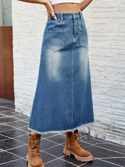 Jeansrock mit Knöpfen und Taschen
