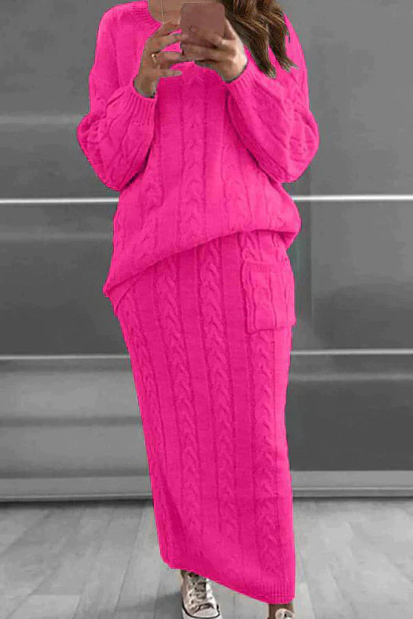 Mylah Pocket Knit Sweater Dress Two-piece Suit