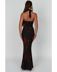 2024ss sexy halter neck deep V halter dress