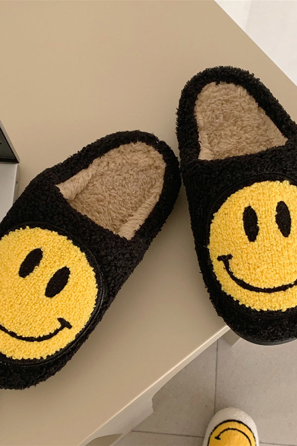 Smiley plush slippers