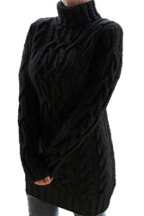 Turtleneck Retro Thick Line Twist Sweater Dress