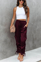 Moon Lover Satin Ruched Cargo Pants