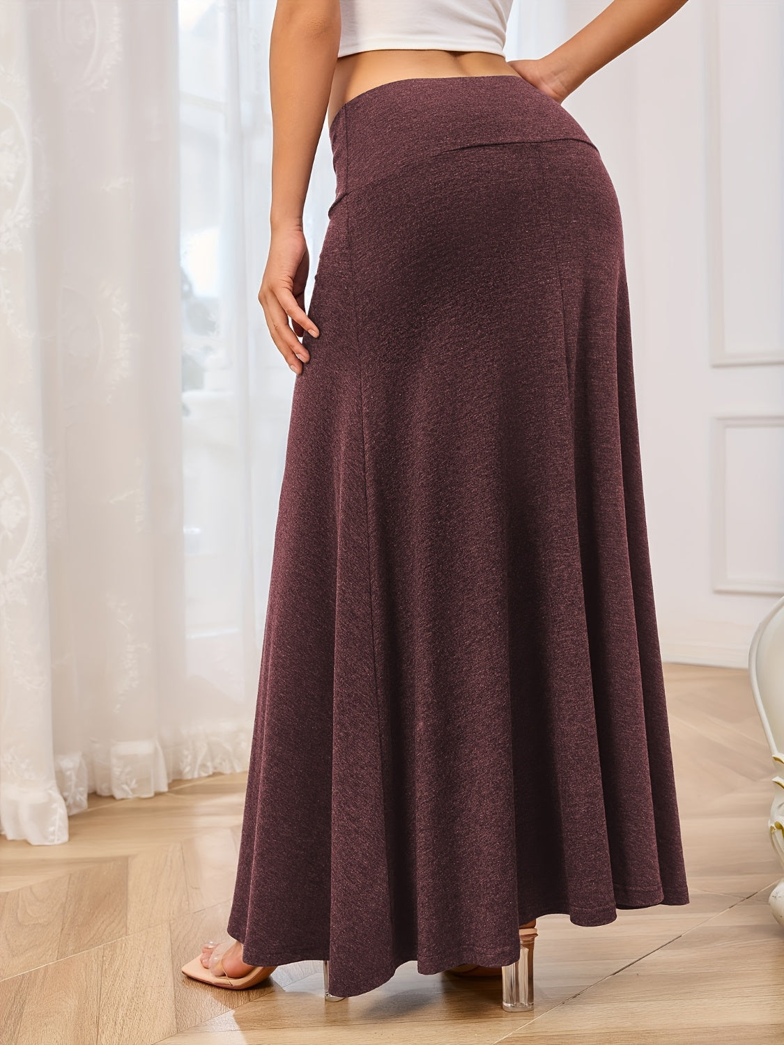Einfarbiger Maxirock mit elastischer Taille