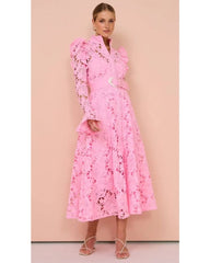 2024ss sexy high-neck deep V lace dress