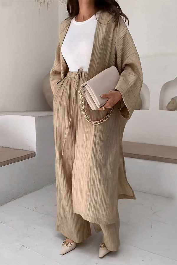 Ruched Textured Oversized Kimono Cardigan