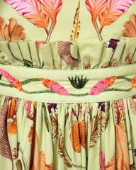 2024ss sexy halter plant print dress