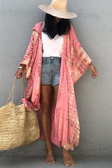 Boho Tie-dye Print Hooded Kimono Cover-up