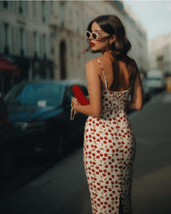 2024ss Sexy halter print going out dress