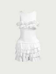 Sexy Backless Mesh Patchwork Mini Dress