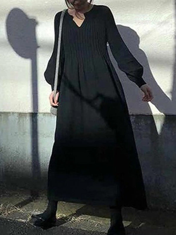 Casual Long Sleeves Solid Modern Color High-Neck Mini Dresses
