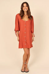 Brown Button Down Shift Dress