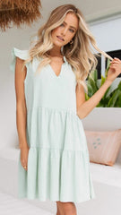 Mint Green Cap Sleeves Babydoll Dress