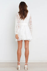 White Lace Long Sleeves Mini Dress