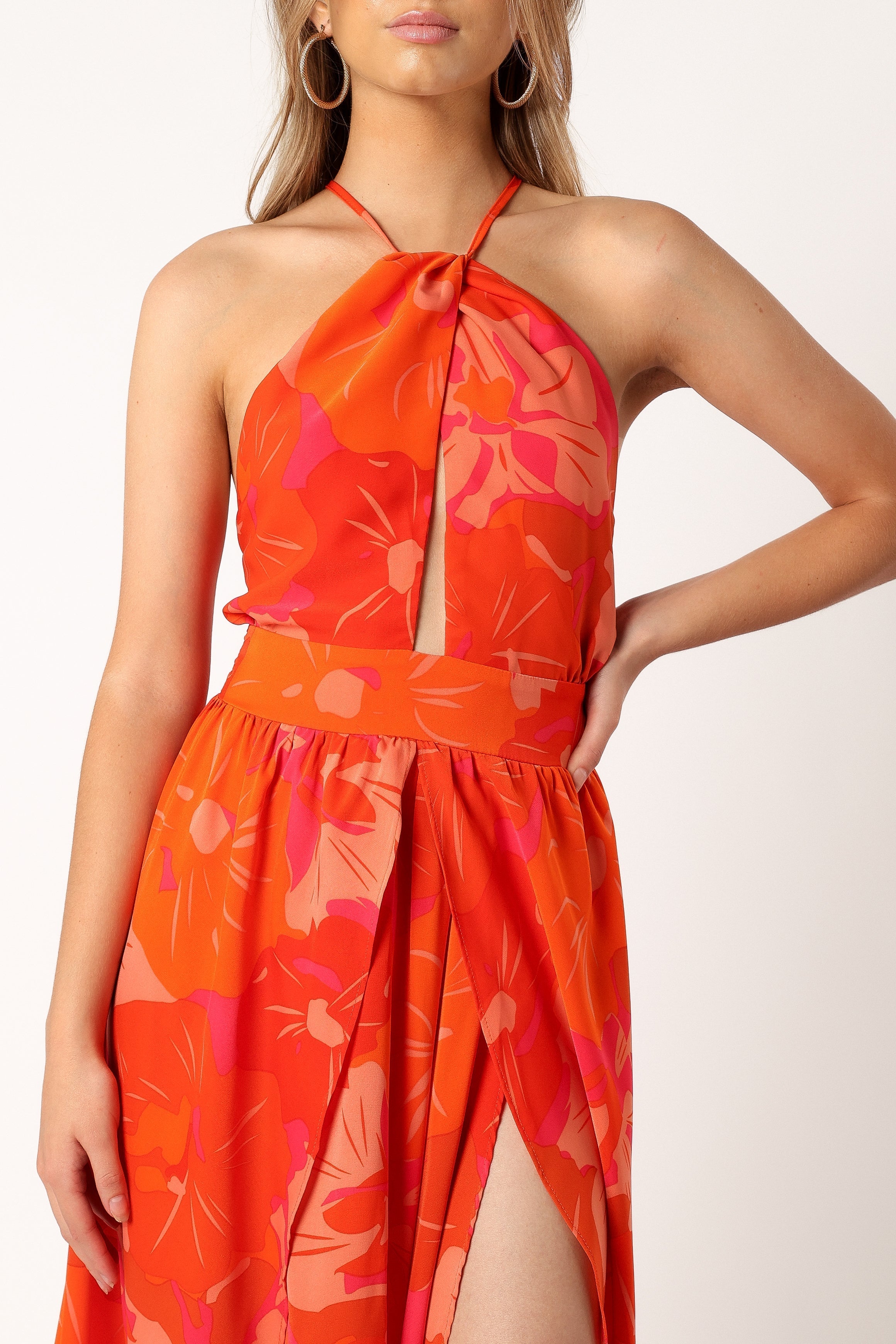 Cristee Halterneck Maxi Dress - Orange
