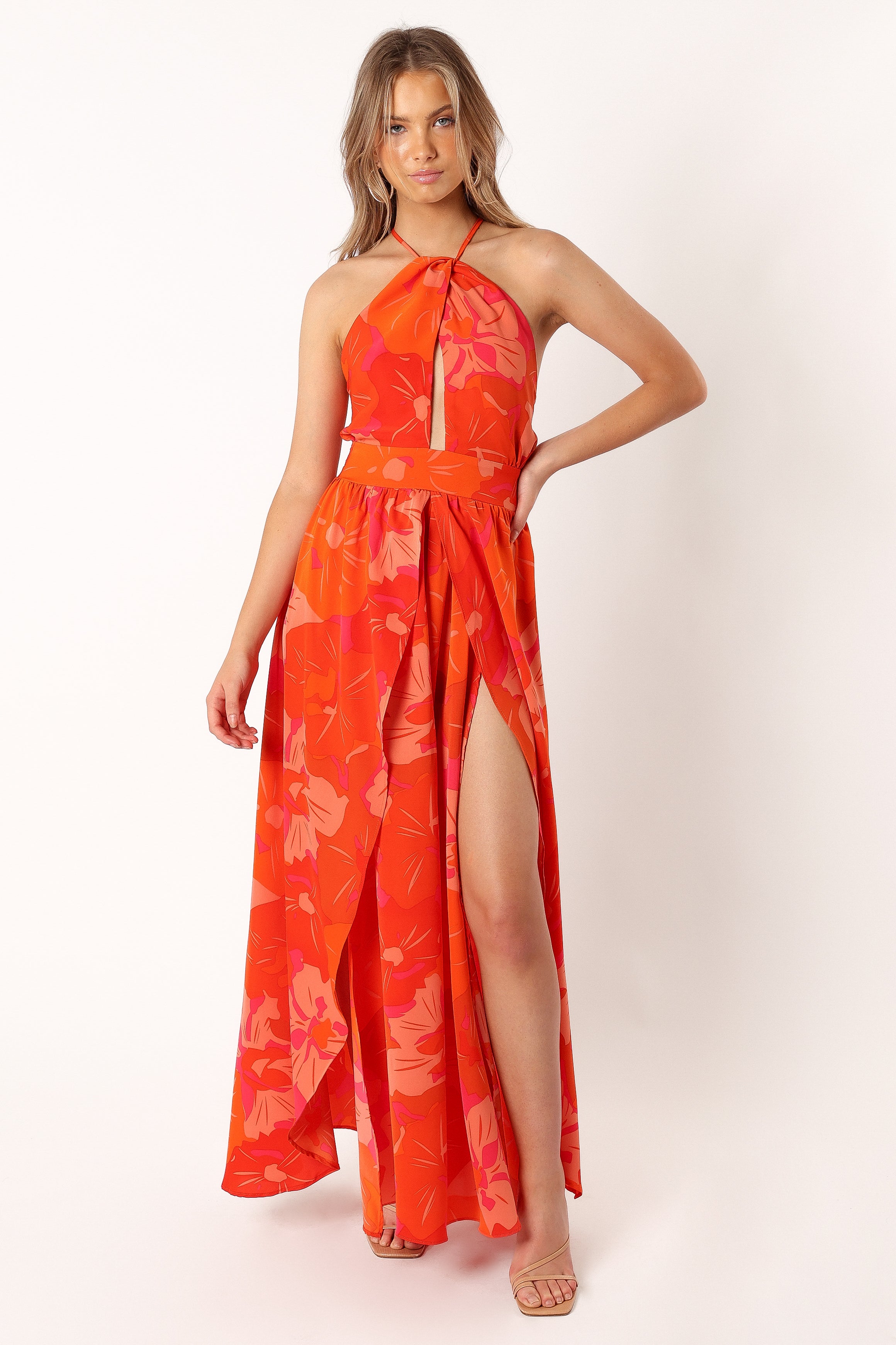 Cristee Halterneck Maxi Dress - Orange
