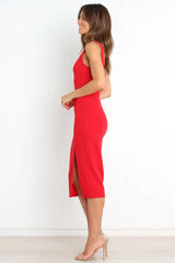 Red Pencil Midi Dress