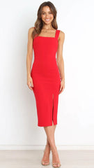 Red Pencil Midi Dress